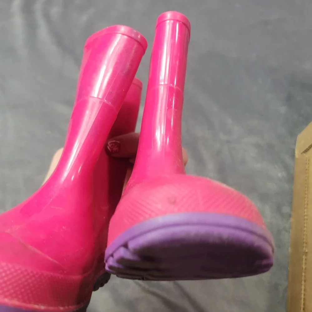 Pink‎ Toddler Girl Rubber Rain Boots Purple Sole Size 5-6 Made in Canada